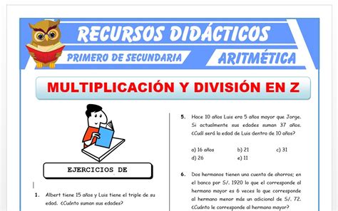 Ejercicios De Multiplicaci N Y Divisi N Para Primero De Secundaria