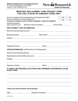 Fillable Online Pxw Snb Medicare Replacement Card Request Form For