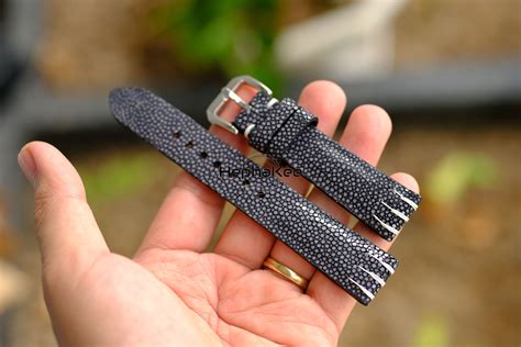 Bespoke Black Stingray Leather Watch Strap Watch Bands ST64 Hephakee