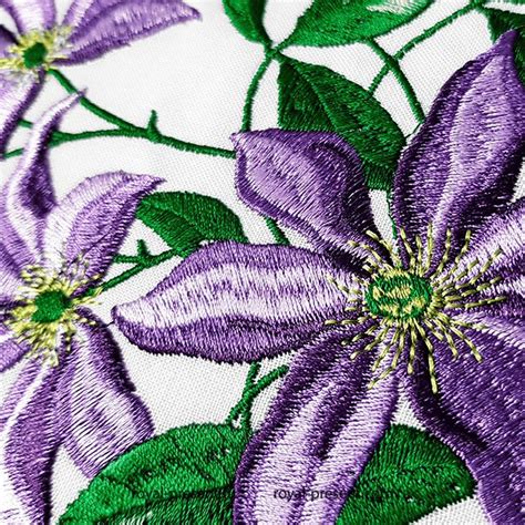 Clematis Machine Embroidery Design Sizes Royal Present Embroidery