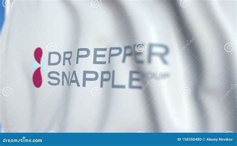 Flying Flag with Dr Pepper Snapple Group Logo, Close-up. Editorial 3D ...