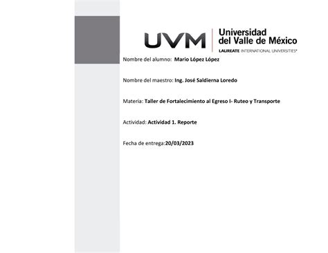 A1 MLL Actividad 1 De La Materia De Ruteo Y Transporte Nombre Del