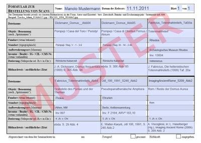 Scanauftrag Musterformular Klassische Arch Ologie
