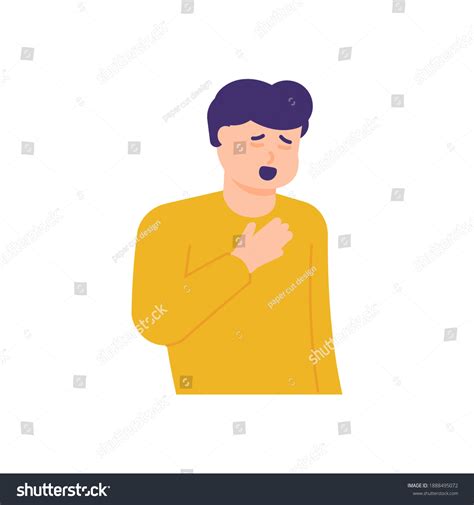 Man Experiences Shortness Breath Asthma Hands Stock Vector Royalty