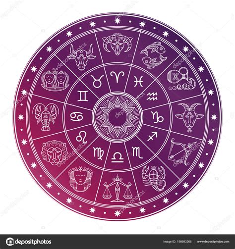 Bright And White Astrology Horoscope Circle With Zodiac Signs Stock