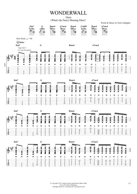 Wonderwall Tab By Oasis Guitar Pro Guitars Bass And Backing Track