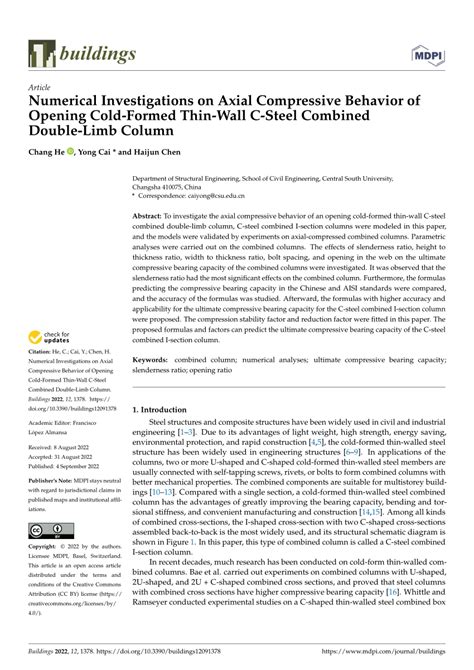 Pdf Numerical Investigations On Axial Compressive Behavior Of Opening