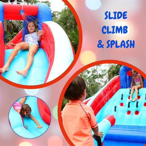 【Sports&Outdoors】Double Water Slide with Climbing Wall 6.5x13x11 FT ...