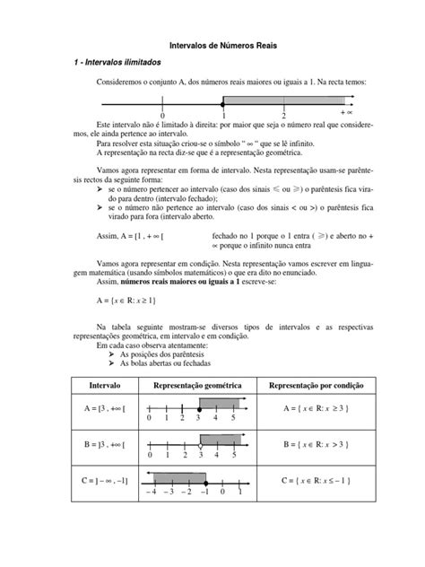 Aula Intervalos Pdf Infinidade Intervalo Matemática