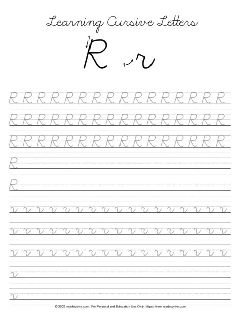 Cursive Writing Practice Sheets (PDF) - ReadingVine