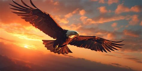 Premium AI Image | An eagle flying in the sky at sunset