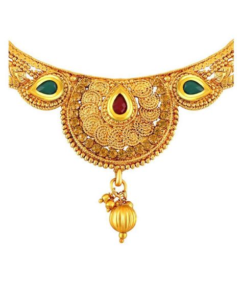 Asmitta Jewellery Zinc Golden Choker Traditional Gold Plated Necklaces