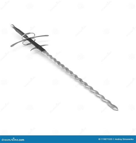 German Landsknecht Flamberge Sword On White 3d Illustration Stock