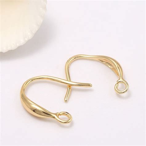 K Gf Glossy Earring Hooks Earing With Loop Component Etsy Etsy