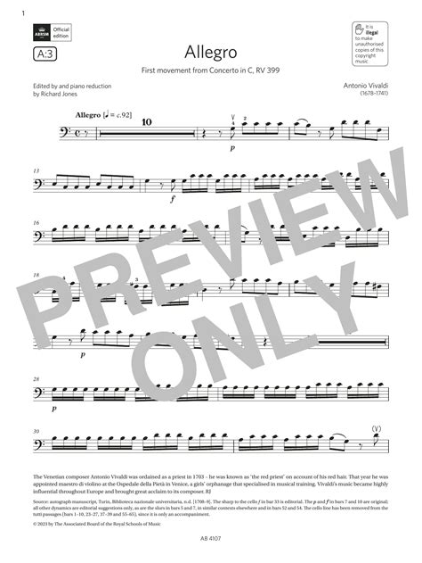 Allegro Grade A From The Abrsm Cello Syllabus From By