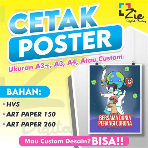 Jual Printcetak Poster A3 A4 Hvs Art Paper 150 260 1 Sisi