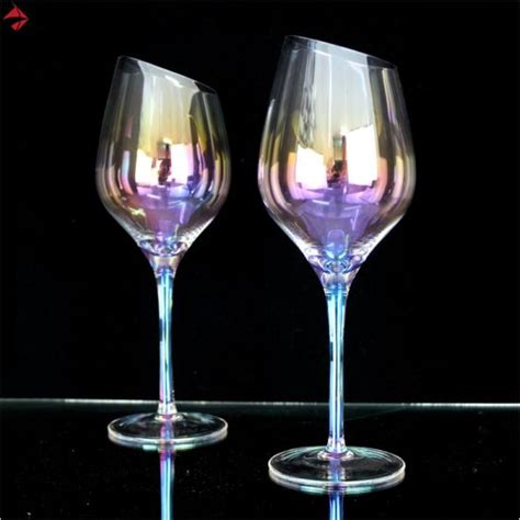 Lusterware Wine Glasses Czech Glassware Set Clear Rainbow Cocktail Glass Set Vintage Iridescent