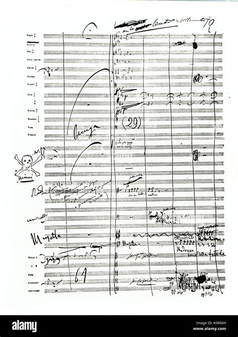 Puccini La Boheme Score With Skull Crossbones Sheet Of Orchestra