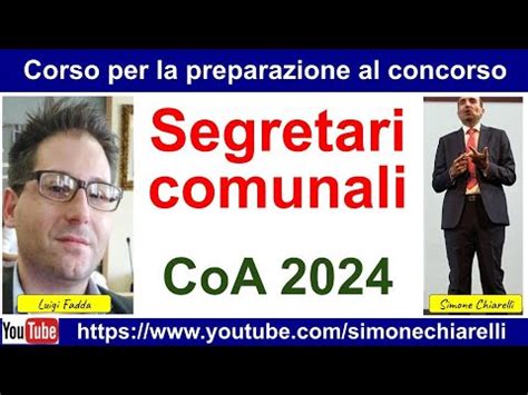 Segretari Comunali Corso Di Preparazione Al Coa Fadda Chiarelli