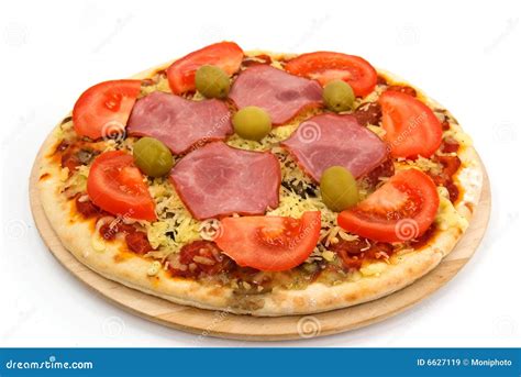 Supreme Pizza With Salamiolivescheesemushrooms Stock Image Image