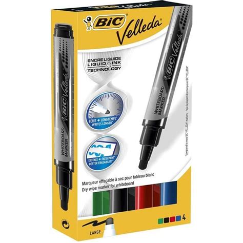 Bic Velleda Feutres Pour Tableau Blanc Effa Ables Sec Pointe Conique