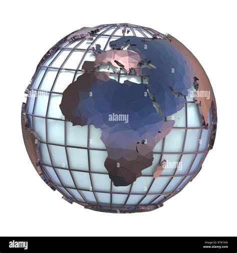 Polygonal Style Illustration Of Earth Globe Europe And Africa View 3D