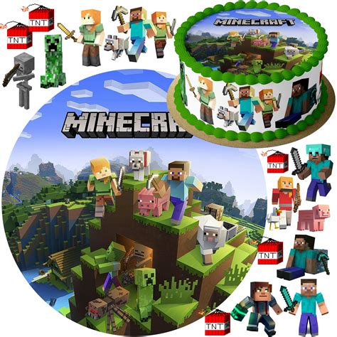 MEGA ZESTAW OPŁATEK NA TORT MINECRAFT 15 POSTACI GRATIS TEKST