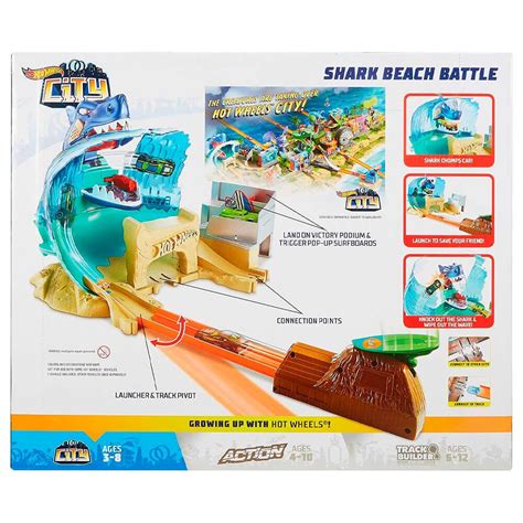 Pista Hot Wheels City Batalha na Praia do Tubarão Mattel Bazaar Geek Loja de Cultura POP
