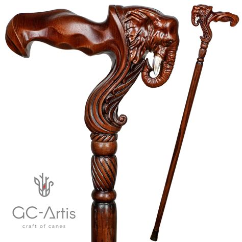 Elephant Cane Wooden Walking Stick Ergonomic Palm Grip Handle Etsy