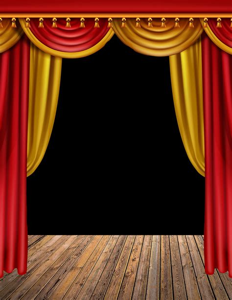 Stage With Red and Gold Curtains Theatre Background Digital Download ...