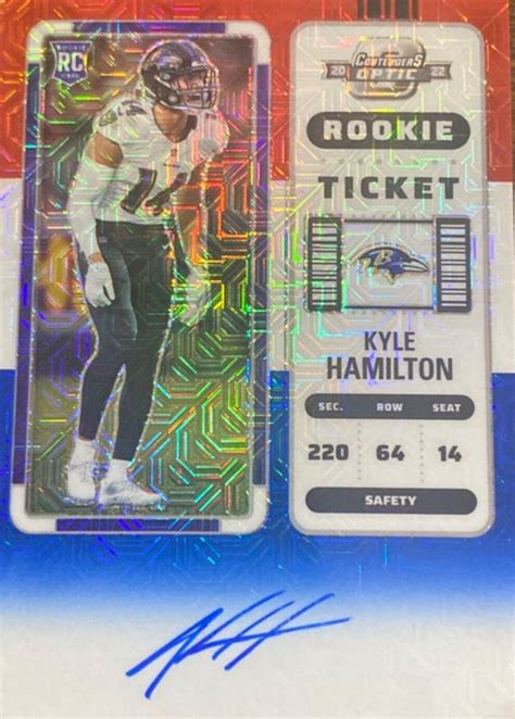 Kyle Hamilton 2022 Contenders Optic 128 Rookie Ticket Auto Red White