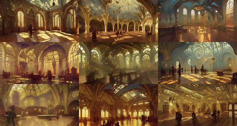 Great Hall Art Nouveau Architecture Fantasy Art By Stable Diffusion