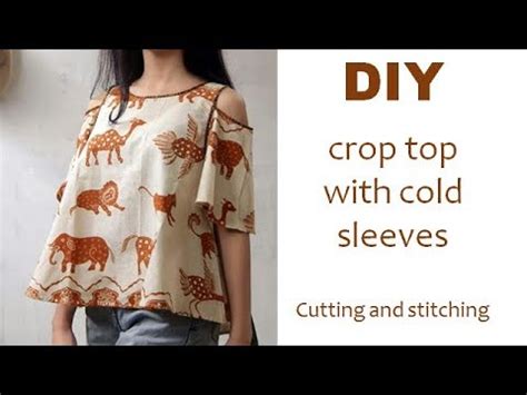 DIY Crop Top With Cold Sleeves Off Shoulder Cutting And Stitching Full