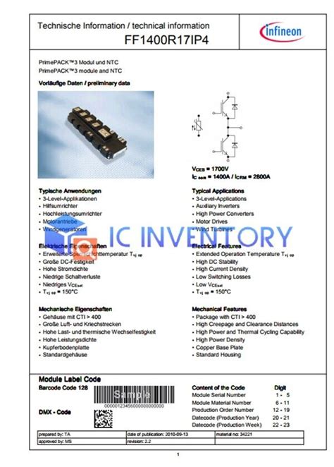 Pcs Eupec Infineon Ff R Ip Power Module Supply New Quality