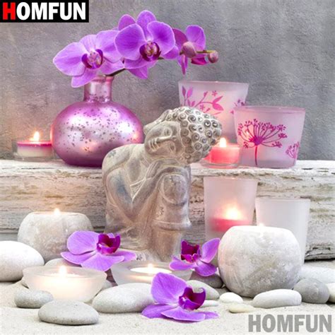 Homfun Voll Platz Runde Bohrer D Diy Diamant Malerei Buddha Religi Se