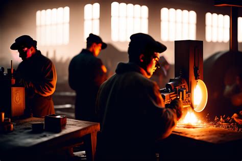 Lexica Dystopian Blacksmith Factory Workers Creating Weapon Items