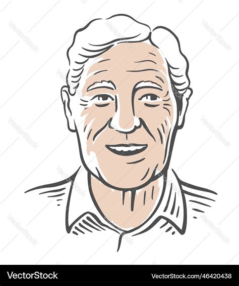 Old man in sketch portrait grandfather Royalty Free Vector