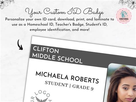 ID Card Template Horizontal Custom ID Badge Printable - Etsy