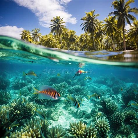 Snorkeling in Aitutaki Lagoon Cook Islands Made with Generative AI Illustration Stock ...