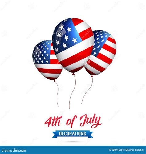 4th of July-USA Independence Day. Decoration Set of USA Flag Balloons ...