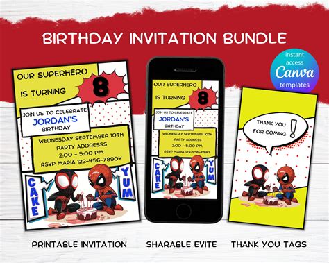 Spiderman And Miles Morales Printable Invitation Instant Download