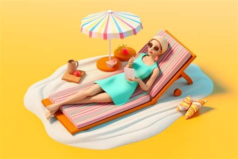 Premium AI Image Woman In Bikini Lying On The Beach 3d Modelling