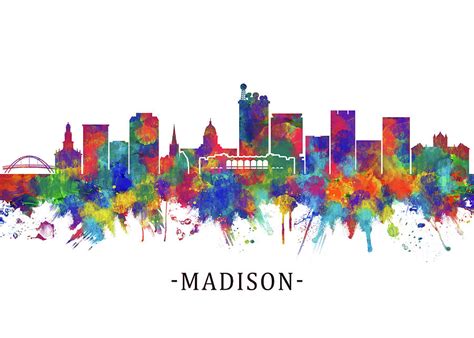 Madison USA Skyline Mixed Media by NextWay Art - Fine Art America