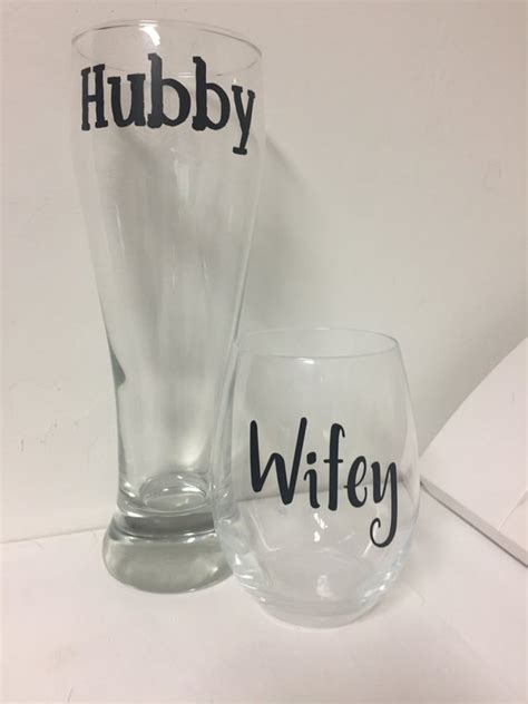 Hubby And Wifey Glass Set Etsy