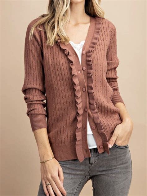 Ruffled Cardigan Ruffled Cardigan Cardigan Stripe Outfits