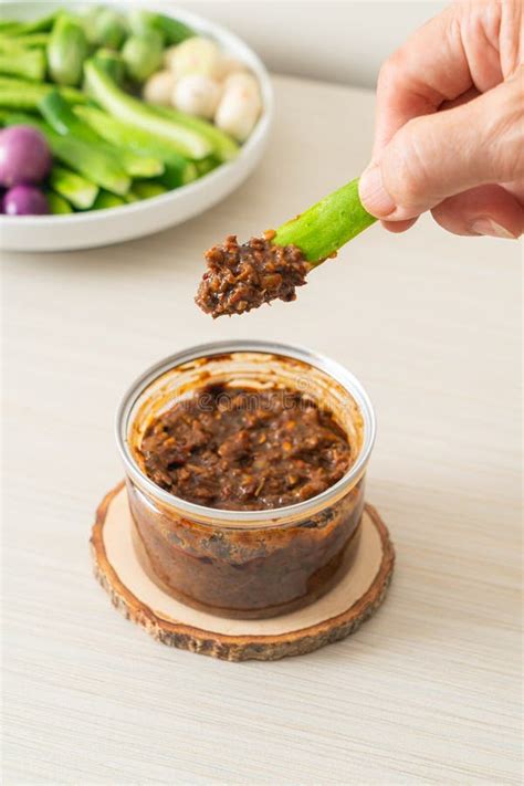 Fermented Fish Chili Paste With Fresh Vegetables Stock Image Image Of