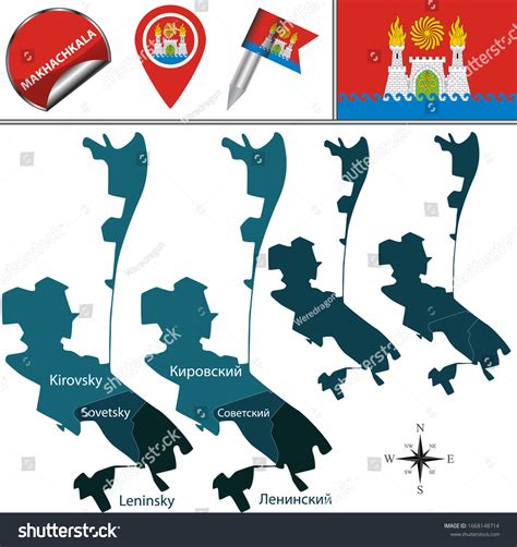 Vector Map Makhachkala Russia Named Districts Stock Vector (Royalty ...