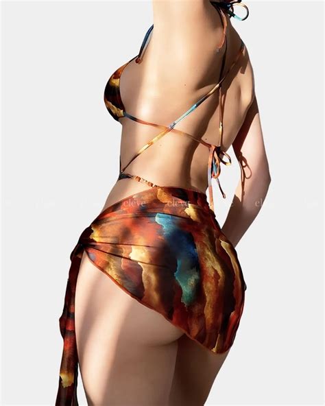 Triangle Bikini Swimsuit With Beach Skirt