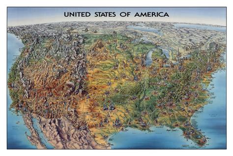 Relief Of United States Lower 48 With Historical Sites And State Parks