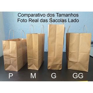 Sacola De Papel Kraft Sacolinha Craft Tamanhos P M G E GG Pequena